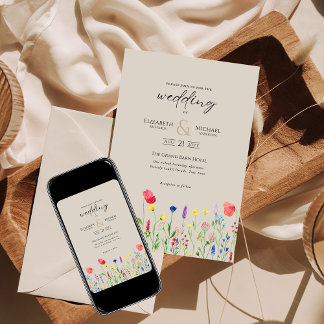 Wildblumen Hochzeiten laden Blumendruck oder Digit Einladung