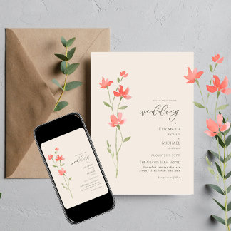 Wildblumen Hochzeiten laden Blumendruck oder Digit Einladung