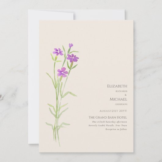 Wildblumen Hochzeiten laden Blumendruck oder Digit Einladung (Vorderseite)