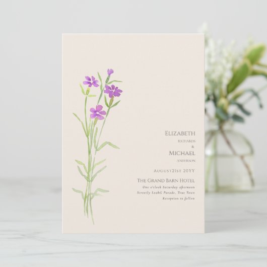 Wildblumen Hochzeiten laden Blumendruck oder Digit Einladung (Stehend Vorderseite)