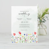 Wildblumen Hochzeiten laden Blumendruck oder Digit Einladung (Stehend Vorderseite)
