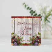 Wildblumen, Hochzeiten mit rotem Band und Lichtere Einladung (Stehend Vorderseite)