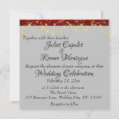 Wildblumen, Hochzeiten mit rotem Band und Lichtere Einladung (Rückseite)