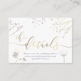 Wildblumen Hochzeiten Website-Abschlusskarte Begleitkarte