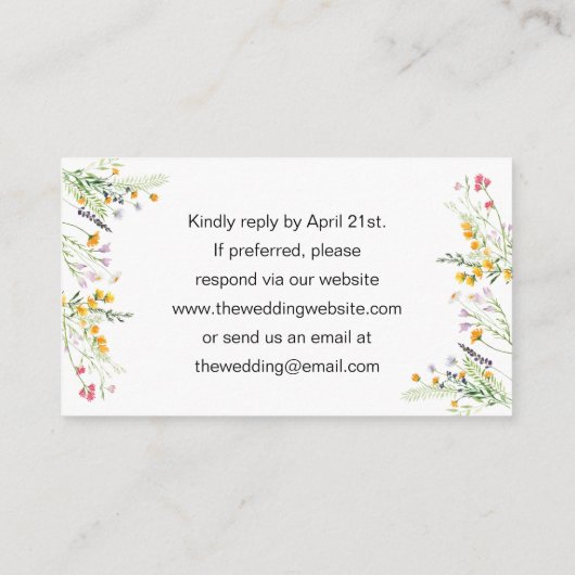 Wildblumen Hochzeiten Website einfügen QR CODE Begleitkarte (Rückseite)