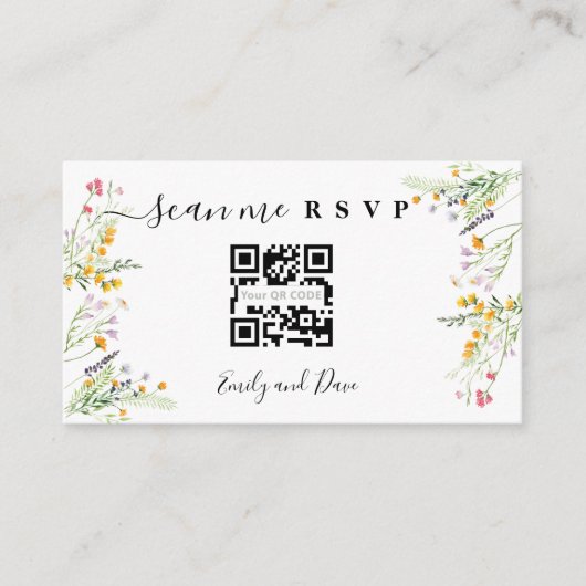 Wildblumen Hochzeiten Website einfügen QR CODE Begleitkarte (Vorderseite)