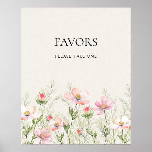 Wildblumen Hochzeitplakat Poster (Vorne)