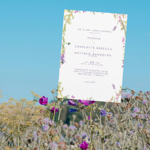 Wildblumen-Hochzeits-Einladung mit Lavendel Einladung
