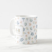 Wildblumen-Hochzeits-Monogramm-Dankeschön-Tasse Kaffeetasse (Vorderseite Links)