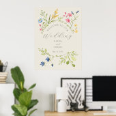 Wildblumen-Hochzeits-Willkommensschild Poster (Heimbüro)