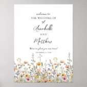 Wildblumen-Hochzeits-Willkommensschild Poster (Vorne)