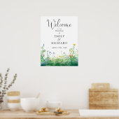 Wildblumen Hochzeits-Willkommensschild Poster (Küche)
