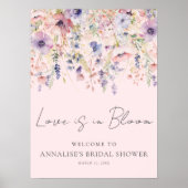 Wildblumen-Hochzeitsbrause in Rosa Poster (Vorne)