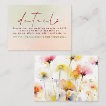 Wildblumen Hochzeitsdetails Kleine Abschlusskarte