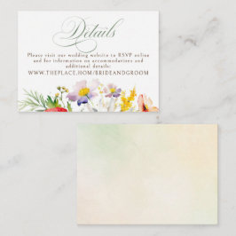 Wildblumen Hochzeitsdetails Kleine Begleitkarte