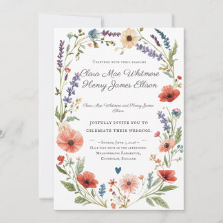 Wildblumen-Hochzeitseinladung | Elegante Botanik  Einladung