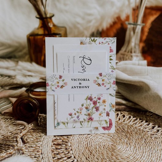 Wildblumen Hochzeitsfeiern Bauchband Einladungsbanderole