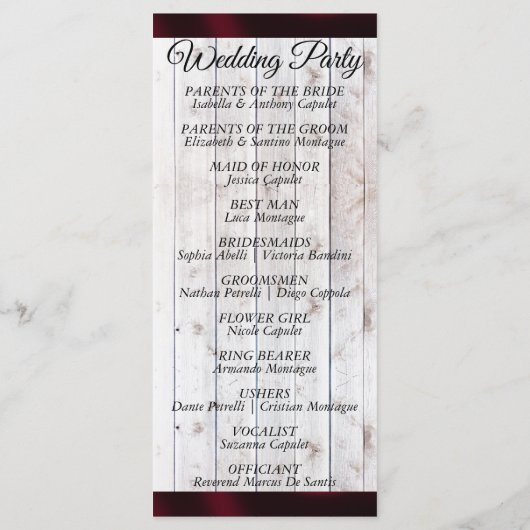 Wildblumen & Hochzeitskampagne in Burgund Programm (Rückseite)