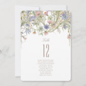 Wildblumen Hochzeitskarte Tischnummer (Vorderseite)