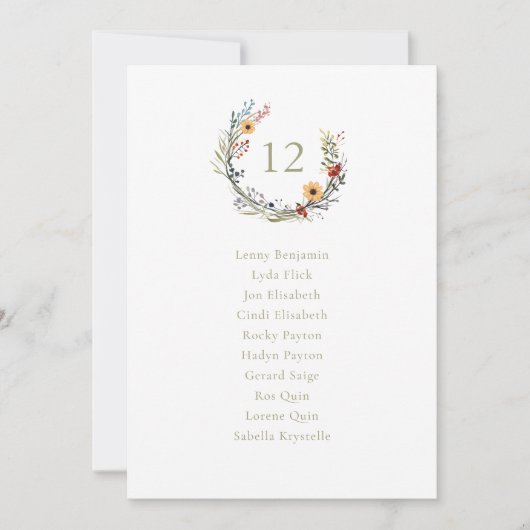 Wildblumen Hochzeitskranz Einladung (Vorderseite)