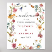 Wildblumen Hochzeitspender Poster (Vorne)