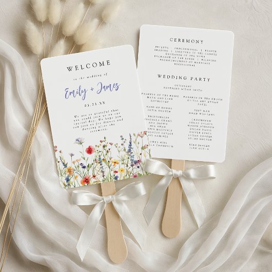 Wildblumen-Hochzeitsprogramm Fächer