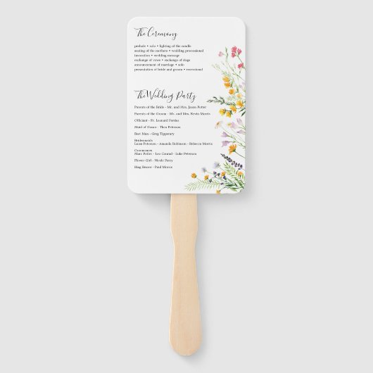 Wildblumen Hochzeitsprogramm Fan Fächer (Rückseite)