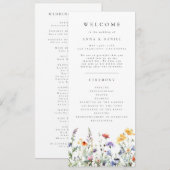 Wildblumen-Hochzeitsprogramm Programm (Vorne/Hinten)