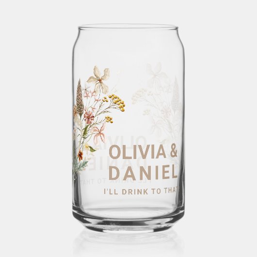 Wildblumen Hochzeitsscups Dosenglas (Vorderseite)