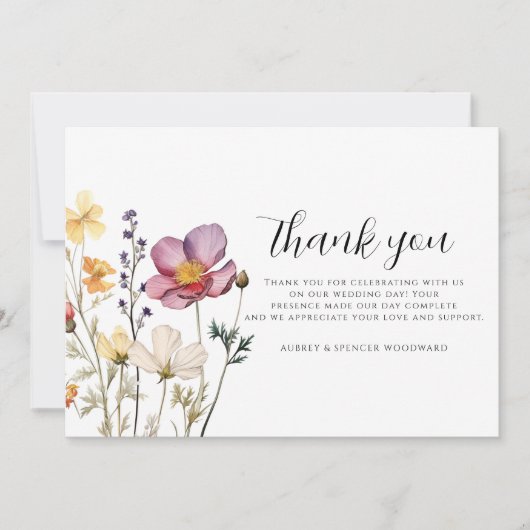 Wildblumen Hochzeitstag Dankeschön-Karte Dankeskarte (Vorderseite)