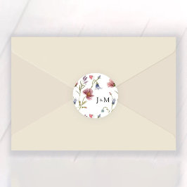 Wildblumen Hochzeitsticker Runder Aufkleber