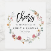 Wildblumen Hochzeitswein Weinetikett (Einzelnes Label)