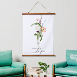Wildblumen Hoffnung  Wandteppich Mit Holzrahmen
