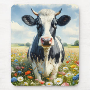 Wildblumen Holstein Milchkuh Mousepad