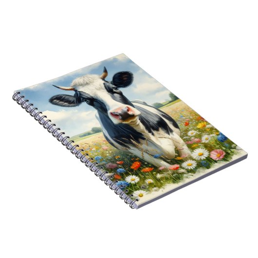 Wildblumen Holstein Milchkuh Notizblock (Rechte Seite)