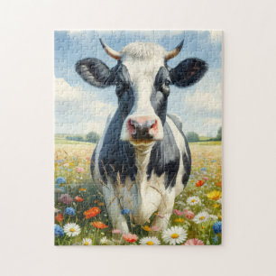 Wildblumen Holstein Milchkuh Puzzle