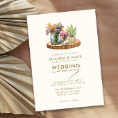 Wildblumen Holz Mason Jars Boho Bohemisch Hochzeit Einladung