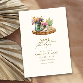 Wildblumen Holz Mason Jars Boho Bohemisch Hochzeit Einladung