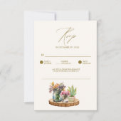 Wildblumen Holz Mason Jars Boho Bohemisch Hochzeit RSVP Karte (Vorderseite)