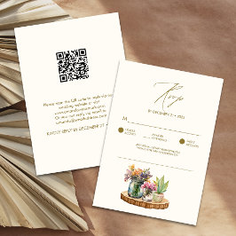 Wildblumen Holz Mason Jars Boho Bohemisch Hochzeit RSVP Karte