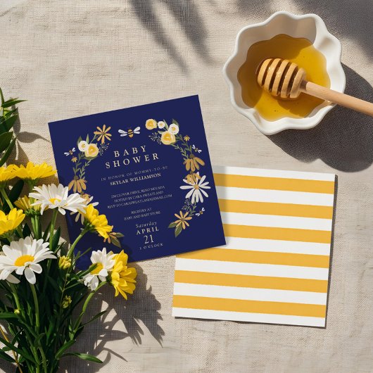 Wildblumen & Honey Bee Floral Wreath Baby Dusche Einladung