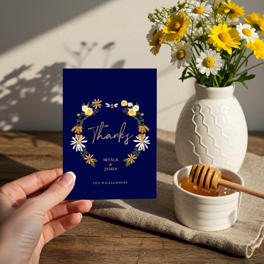 Wildblumen & Honey Bee Floral Wreath Vielen Dank Dankeskarte