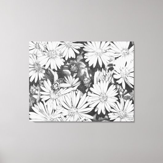 Wildblumen Honeybienen Art Print Leinwand Groß (Vorderseite)