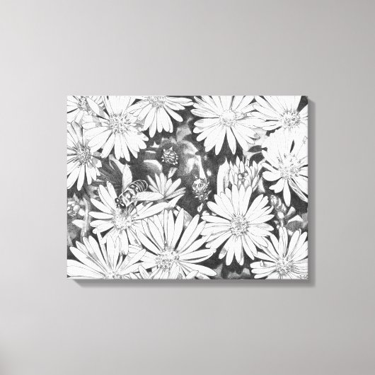 Wildblumen Honeybienen Art Print Leinwand Kleine (Vorderseite)