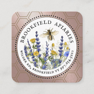 Wildblumen Honeycomb & Bee Apiary Business Card Quadratische Visitenkarte