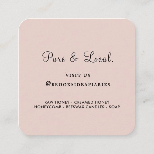 Wildblumen Honeycomb & Bee Apiary Business Card Quadratische Visitenkarte (Rückseite)