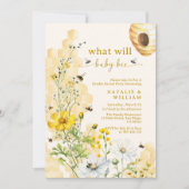 Wildblumen Honeycomb Bee Gender Reveal Einladung (Vorderseite)