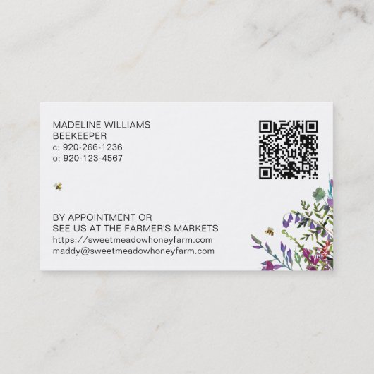 Wildblumen Honigfarm Visitenkarte (Rückseite)