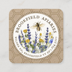 Wildblumen-Honigwabe & Bienenimkerei Kraft Quadratische Visitenkarte