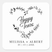 Wildblumen hören glückliche Tränen Hochzeitsnotiz Quadratischer Aufkleber (Vorderseite)
